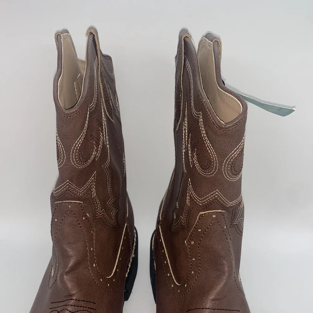 Roper NEW Chunk Boot Brown 11 Western Cowgirl Rodeo Stitch Detail Lightweight